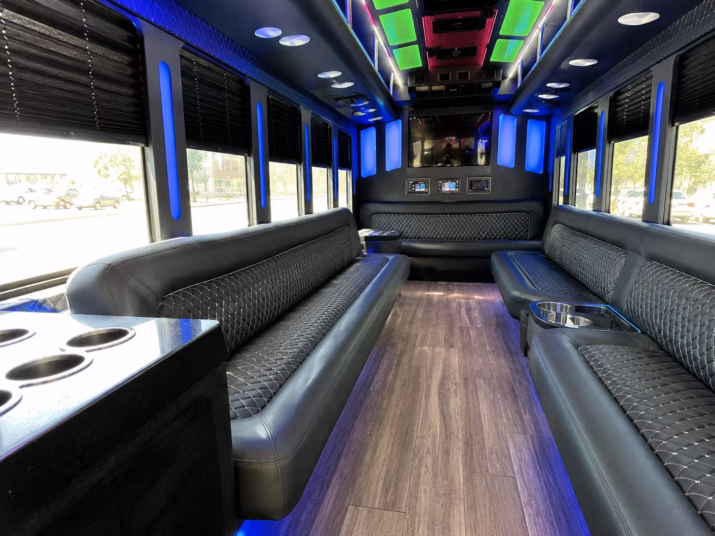 council bluffs 15 passenger party bus inside
