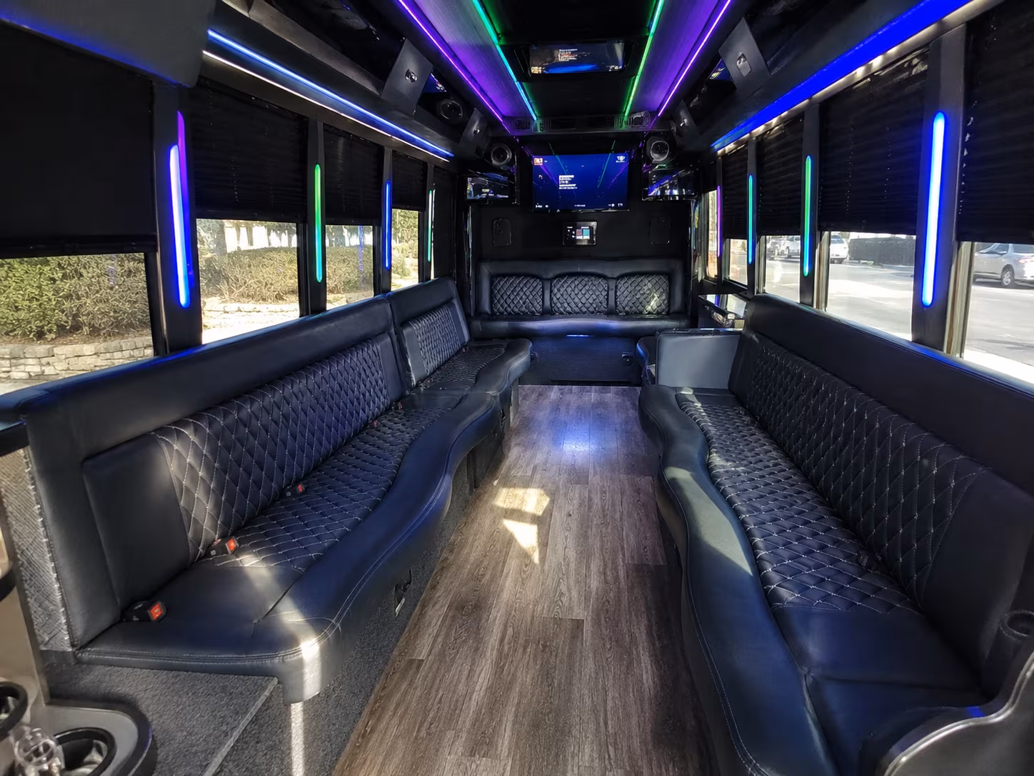 council bluffs 15 passenger party bus interior