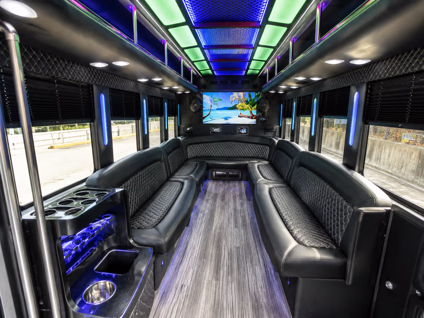council bluffs 18 passenger party bus inside