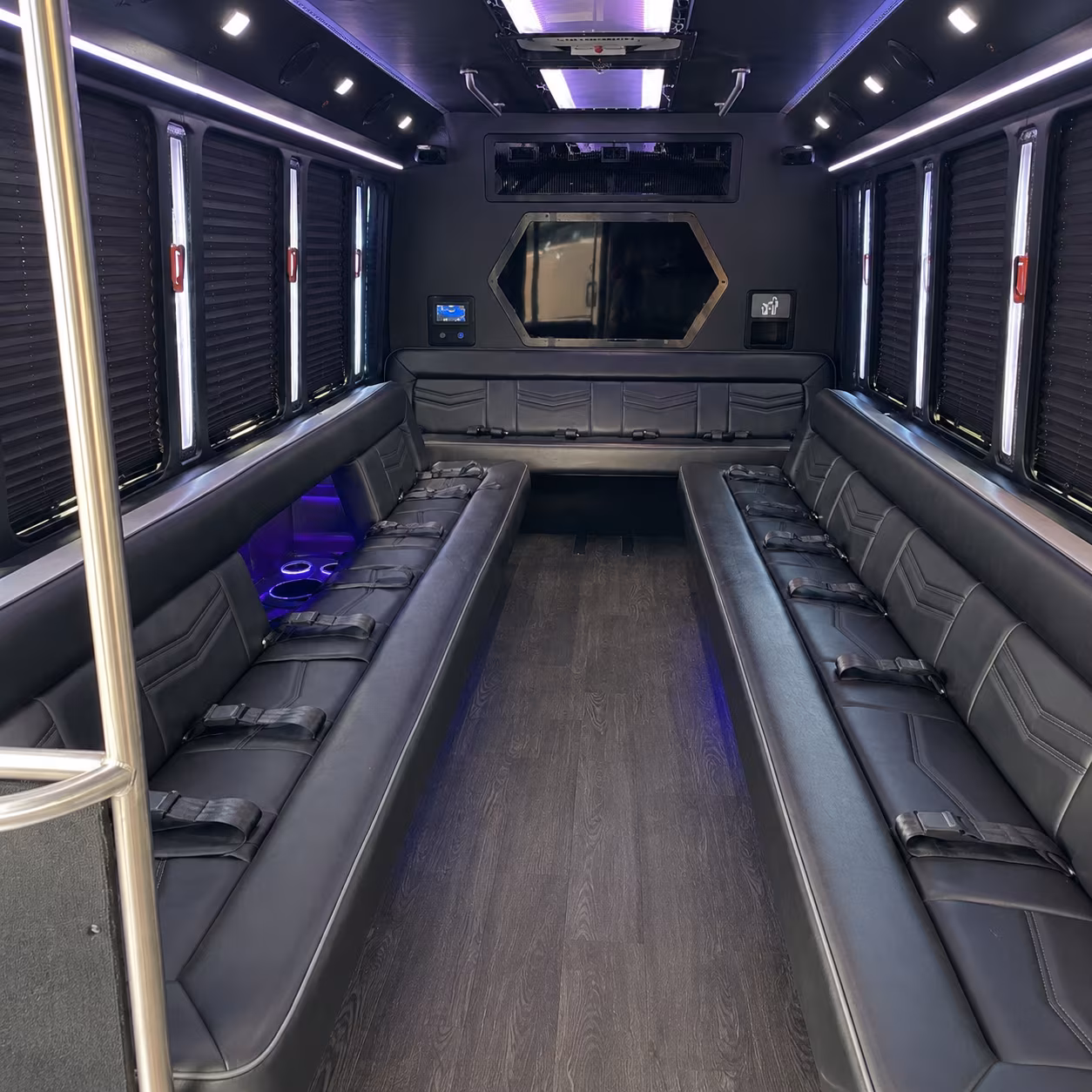 council bluffs 18 passenger party bus interior