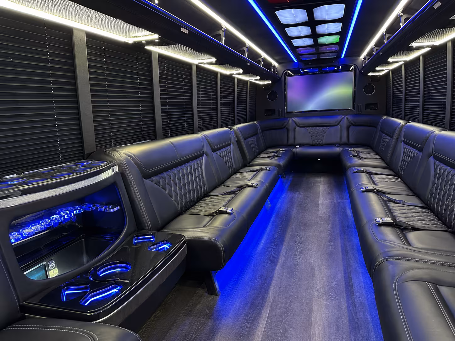 council bluffs 20 passenger party bus inside