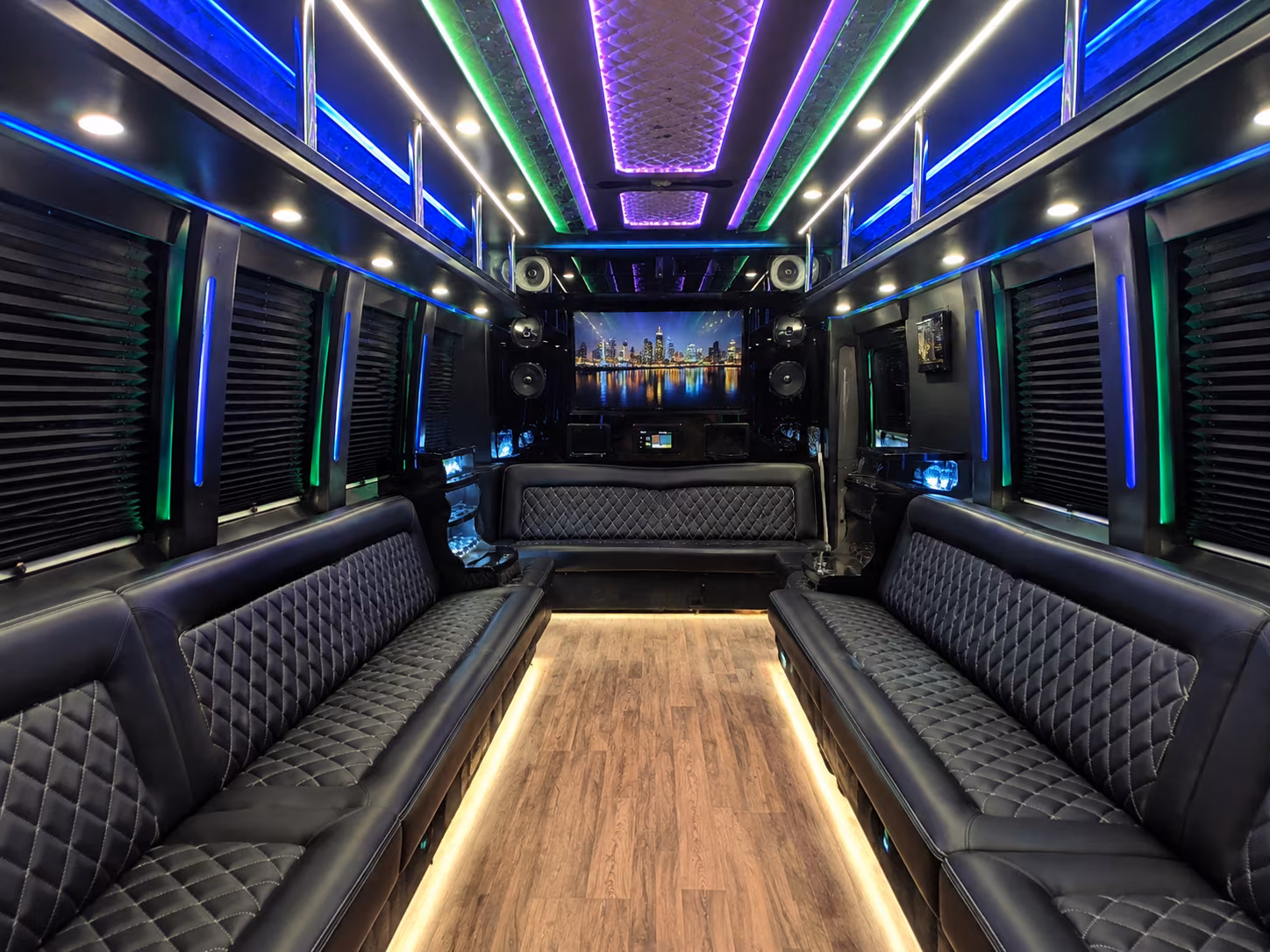 council bluffs 25 passenger party bus interior