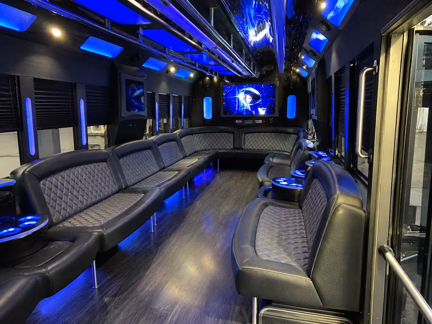 council bluffs 28 passenger party bus interior