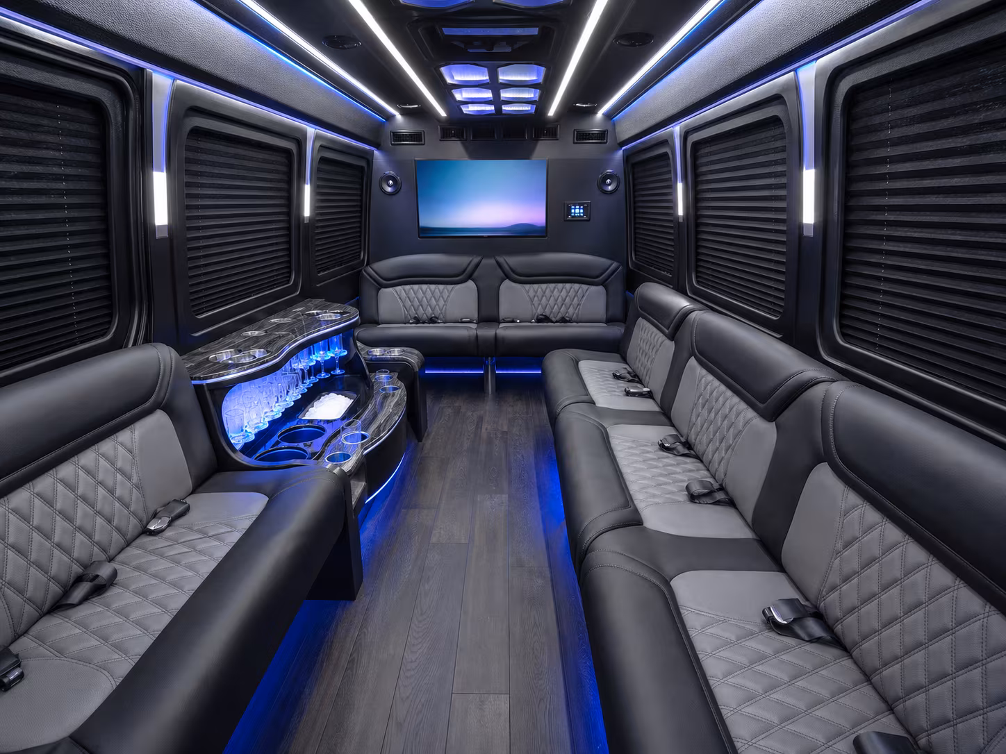 council bluffs 40 passenger party bus interior