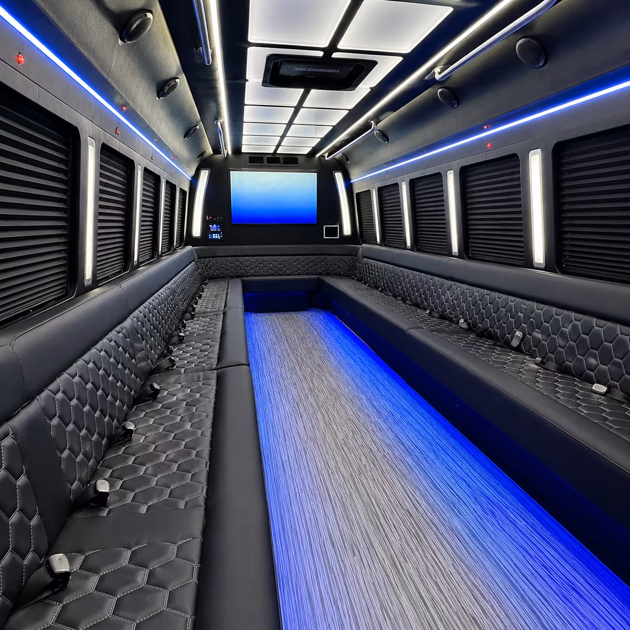 council bluffs 50 passenger party bus inside